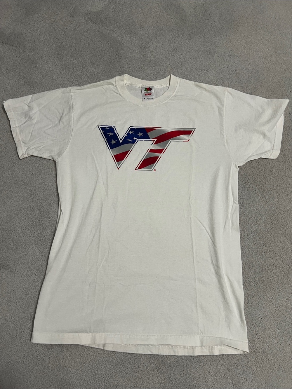 White Virginia Tech American Flag Tee